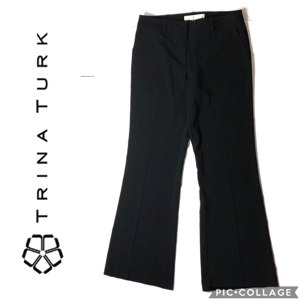 Trina Turk Pleated Black Pants Sz 4 Dress Career Women’s Flare